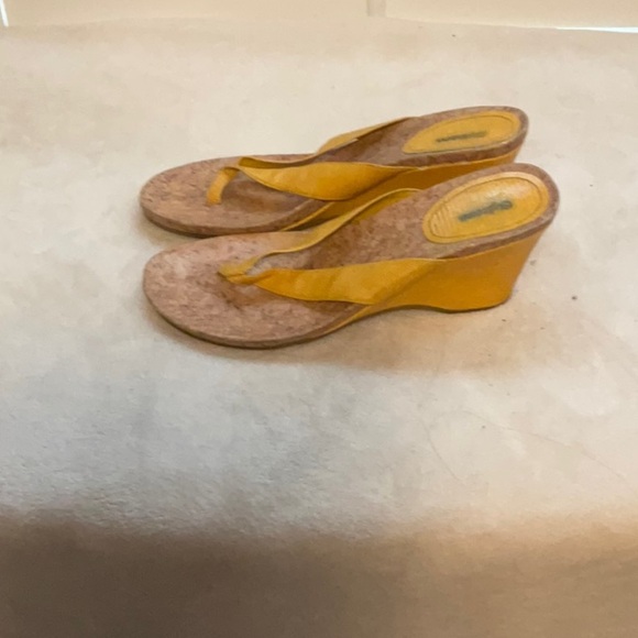 Yellow and Brown Sandals with Cork Footbed - Picture 4 of 8